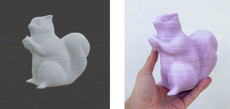 3D model and print of a squirrel holding an acorn